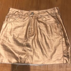 Topshop Gold metallic skirt